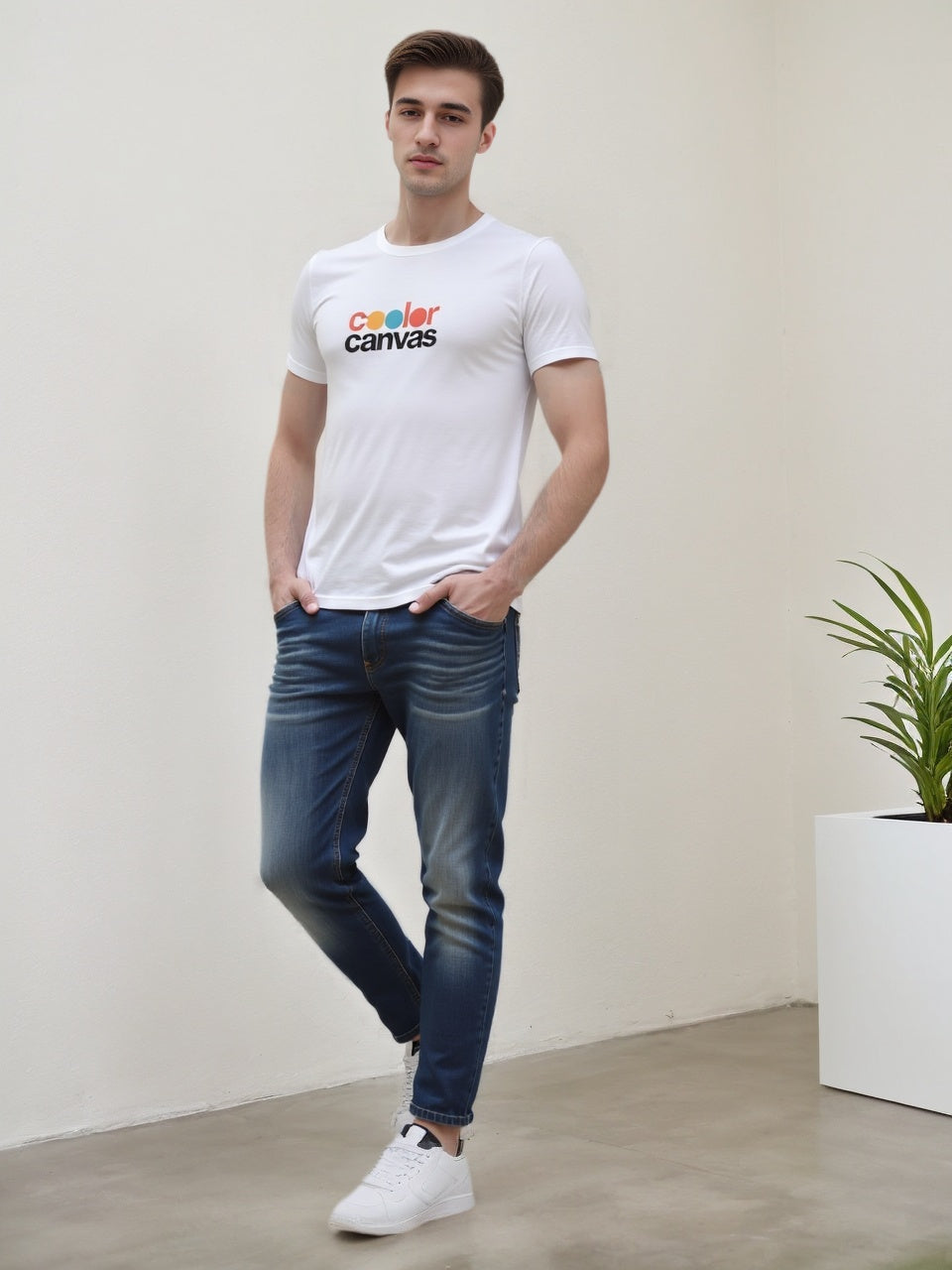 Men's all cotton printed T-shirt | Brand logo design | 100% cotton breathable | Casual and versatile summer style