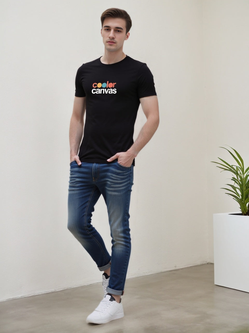 Men's all cotton printed T-shirt | Brand logo design | 100% cotton breathable | Casual and versatile summer style