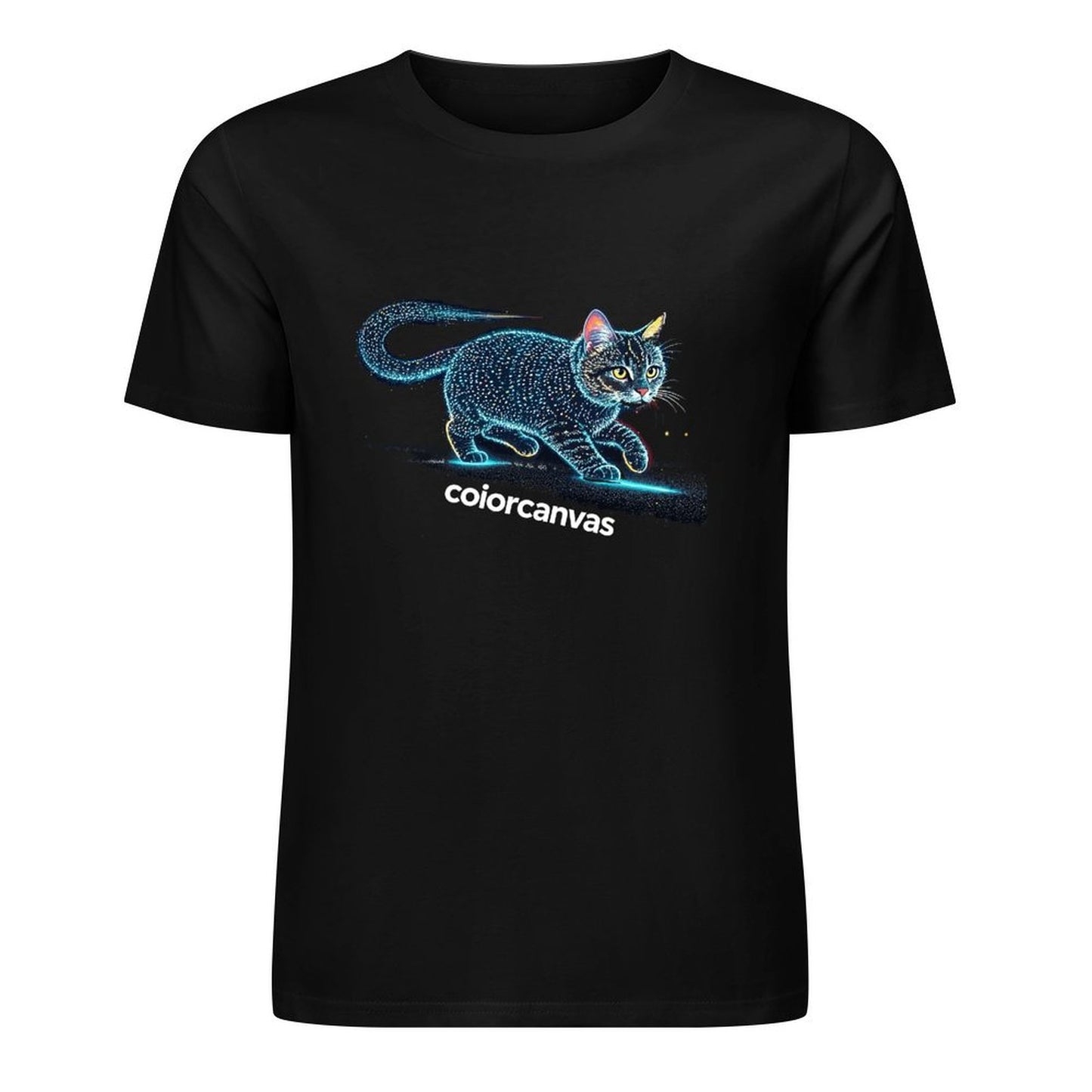 Mysterious Star Diamond Cat Men's Pure Cotton T-shirt | Shining Personality | Comfortable Accompanying