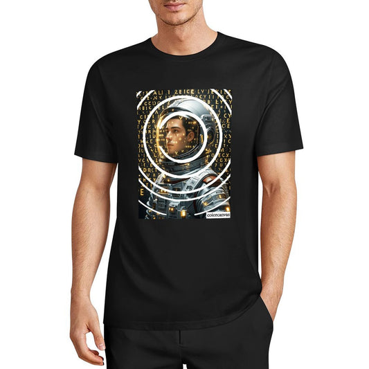 Interstellar Explorer | Technology inspired astronaut print men's pure cotton T-shirt