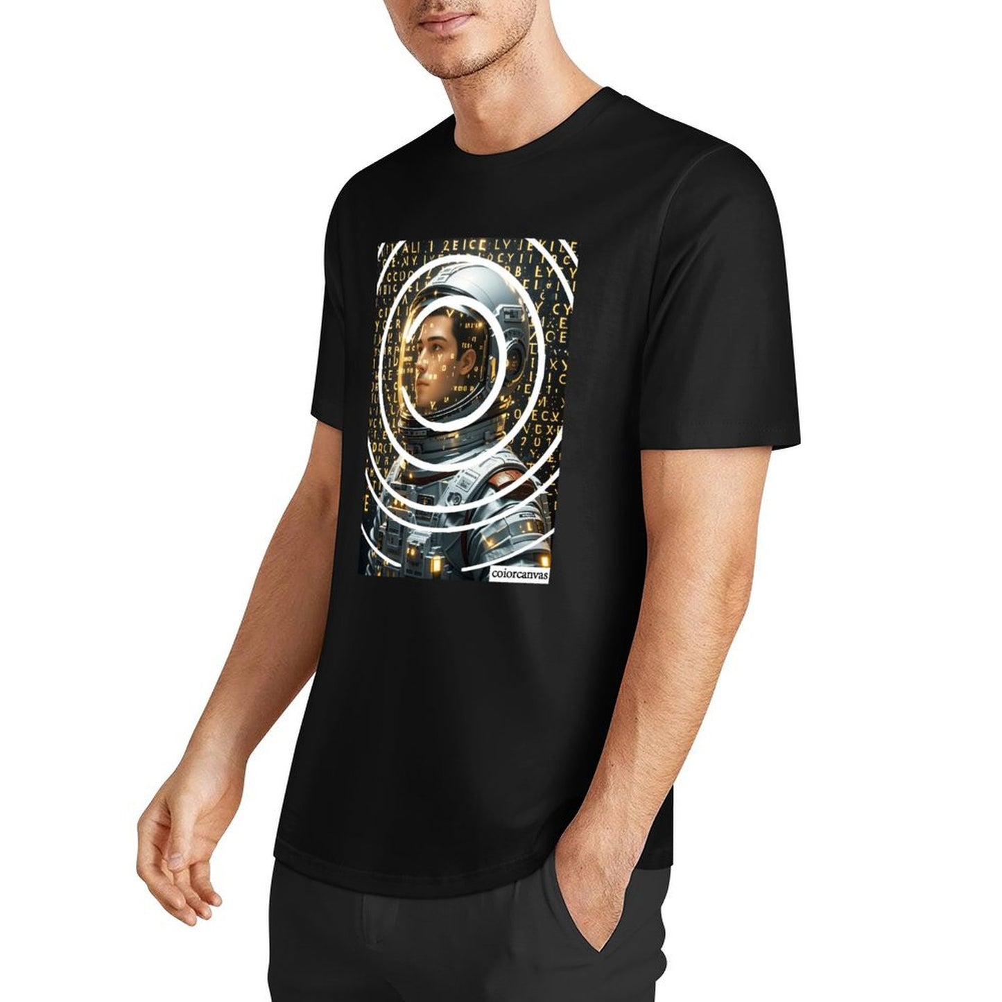 Interstellar Explorer | Technology inspired astronaut print men's pure cotton T-shirt