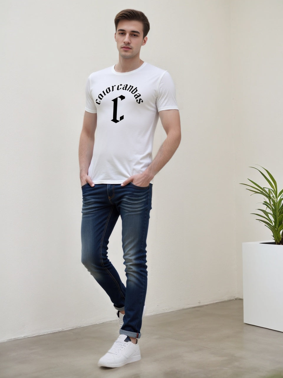 Men's pure cotton basic T-shirt | Brand letter combination print | Trendy logo | Comfortable and versatile