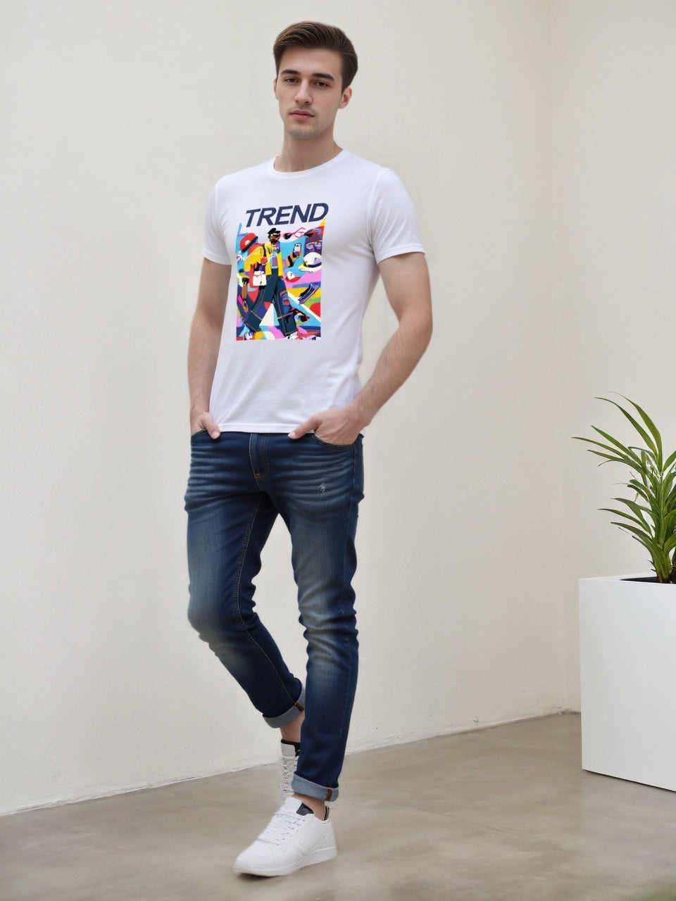 Men's Pure Cotton T-shirt | Comfortable And Versatile Trendy Top