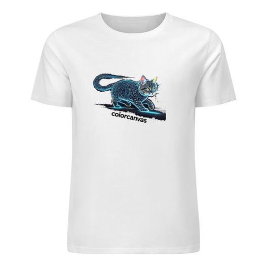 Mysterious Star Diamond Cat Men's Pure Cotton T-shirt | Shining Personality | Comfortable Accompanying