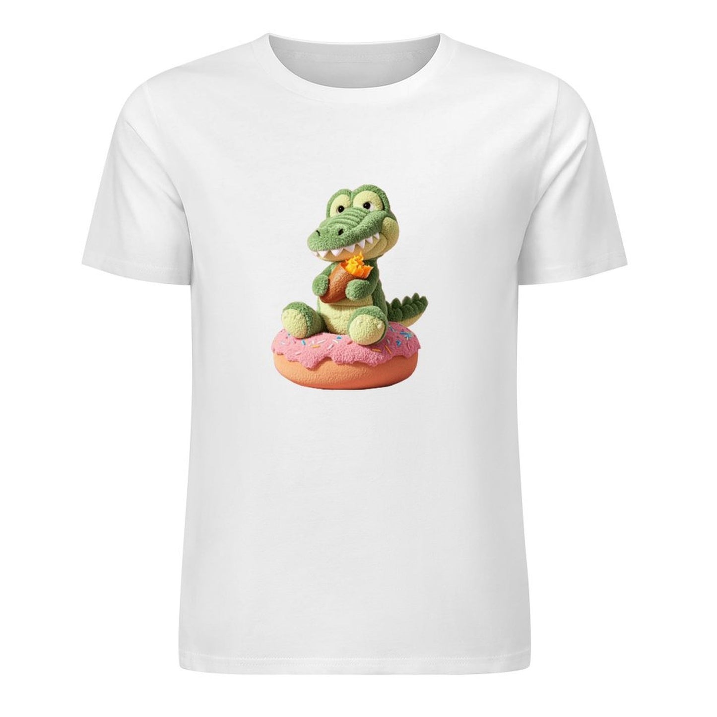 Crocodile gentlemen's pure cotton men's T-shirt on donuts |   3D printing