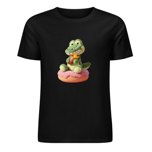 Crocodile gentlemen's pure cotton men's T-shirt on donuts |   3D printing