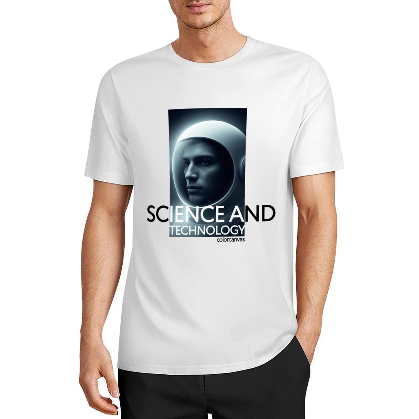 Astronaut Technology Theme Pure Cotton T-shirt | Comfortable and Versatile Men's Top