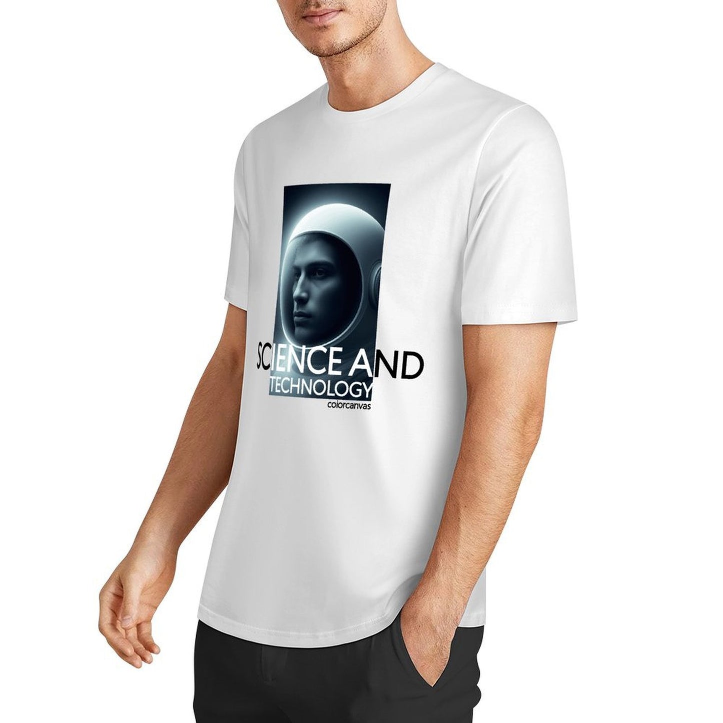 Astronaut Technology Theme Pure Cotton T-shirt | Comfortable and Versatile Men's Top