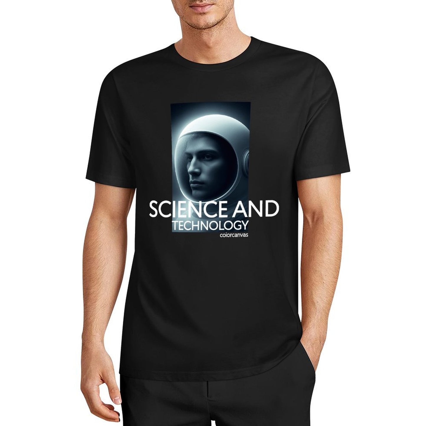 Astronaut Technology Theme Pure Cotton T-shirt | Comfortable and Versatile Men's Top