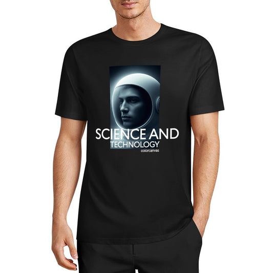 Astronaut Technology Theme Pure Cotton T-shirt | Comfortable and Versatile Men's Top