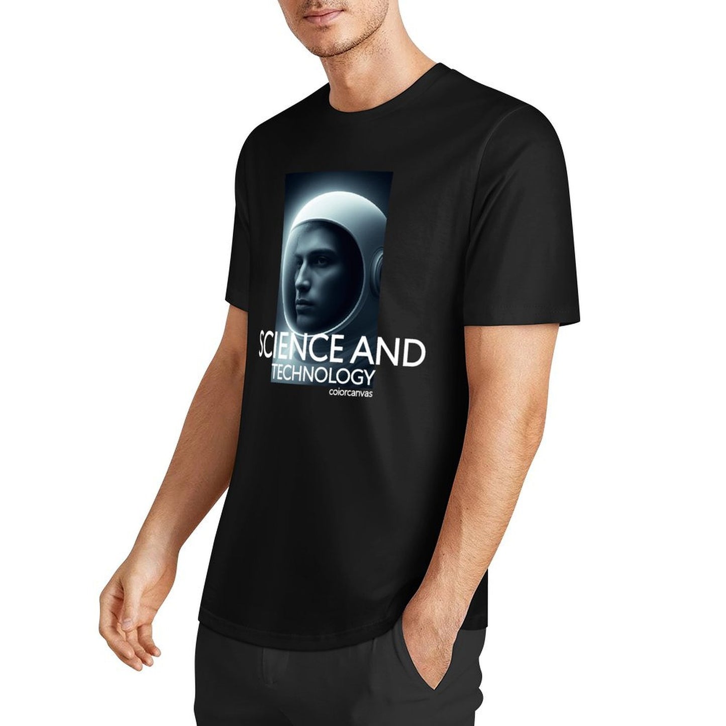 Astronaut Technology Theme Pure Cotton T-shirt | Comfortable and Versatile Men's Top