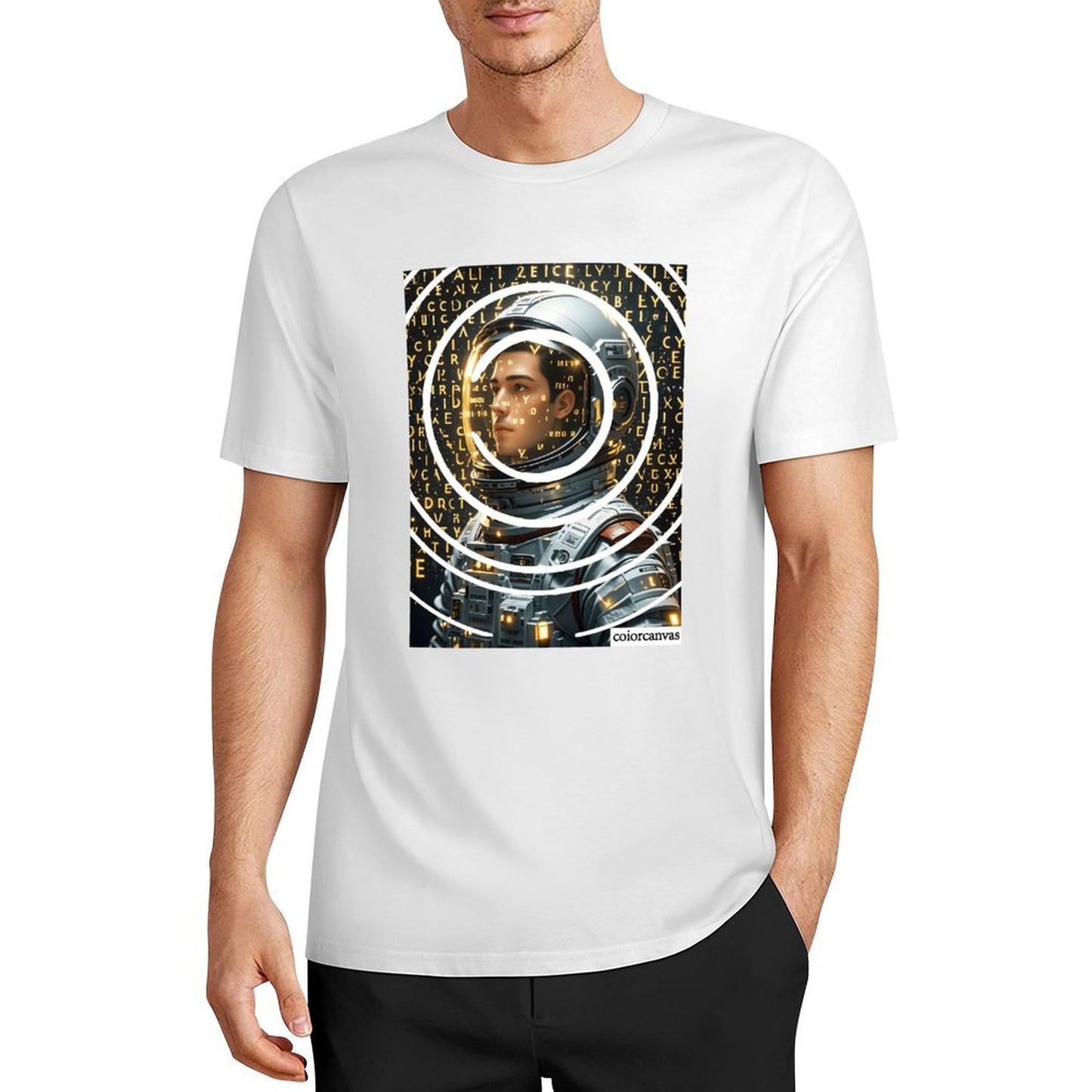 Interstellar Explorer | Technology inspired astronaut print men's pure cotton T-shirt