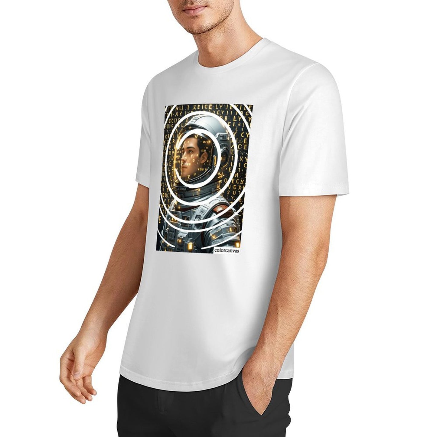 Interstellar Explorer | Technology inspired astronaut print men's pure cotton T-shirt